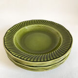 Assiettes Boch Trianon vert olive, années 60