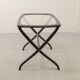 Italian Design Wooden Scissor Frame Side Table with Glass Top. Italy, 1950s