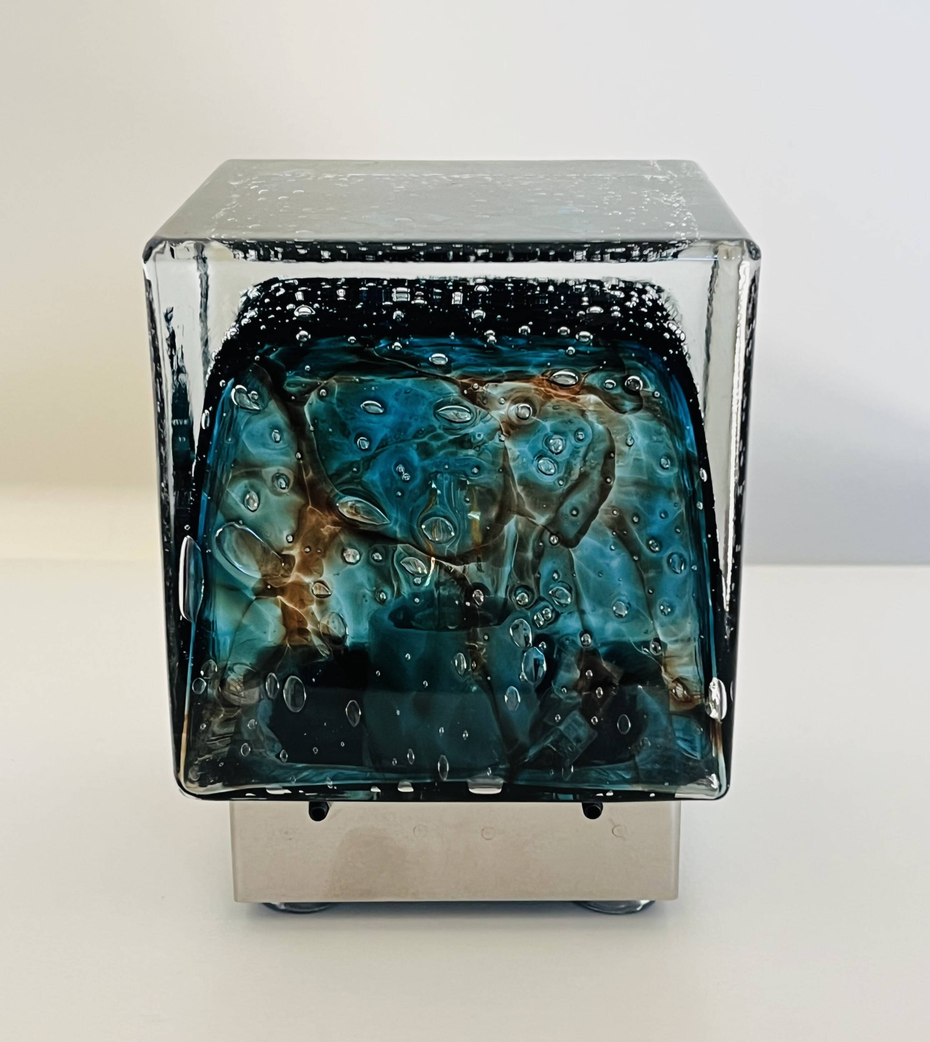 Cubical glass table lamp from Murano by Limburg, Germany, 1970s.