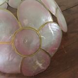 Suspension in pink mother-of-pearl and brass