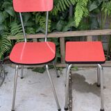 Red Formica chair and stool