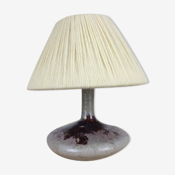 Lampe céramique années 50 abat jour laine blanche