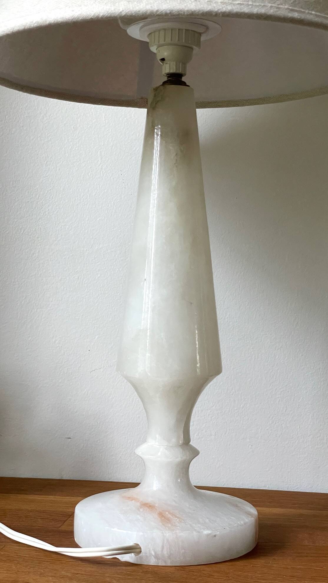 Vintage geometric alabaster stone lamp