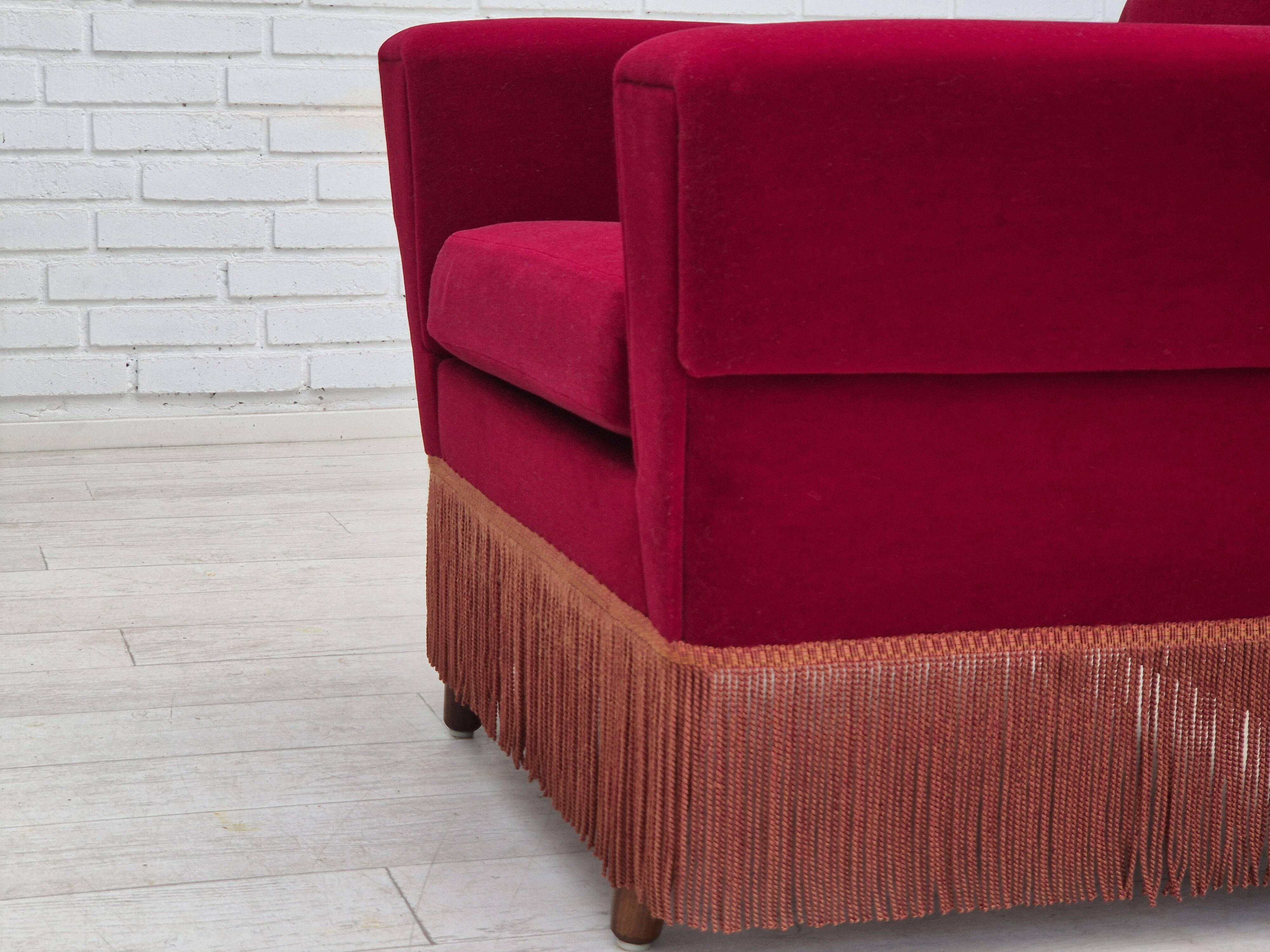 1970s, Danish armchair by Ryesberg Møbler, original condition, velour fabric.