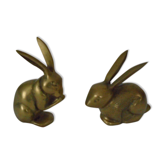 2 lapins en laiton