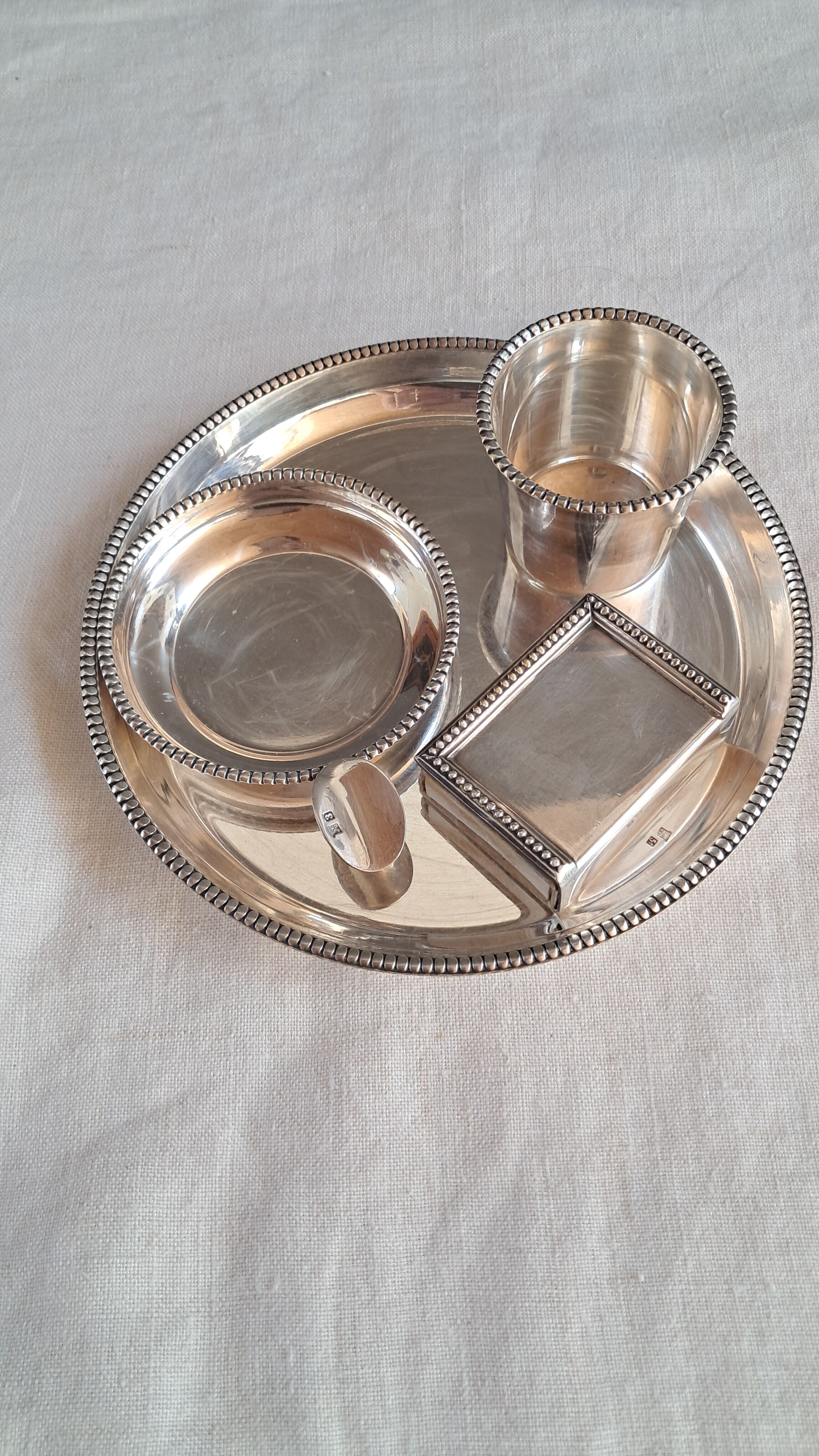 Vintage silver-plated smoker's or desk set – 4 pieces
