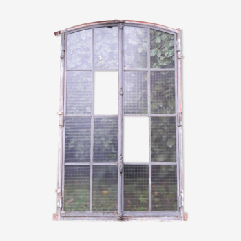 Fenêtre L107xH174 industrielle cintrée métal verrière cadre verres armés