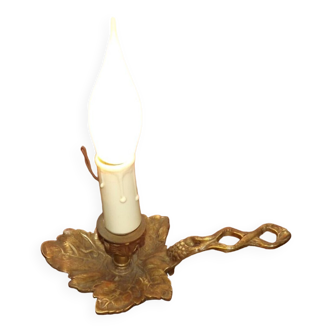 French mid century bronze wee willie winkie style candle table lamp