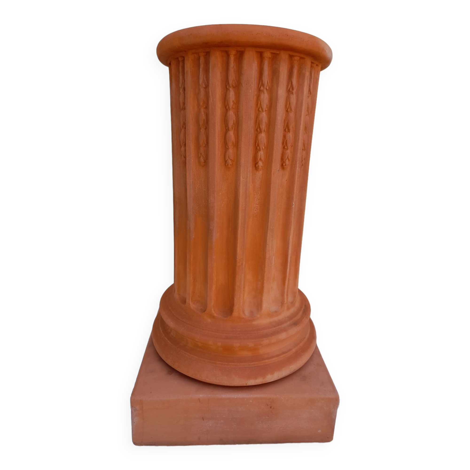 Antique fluted terracotta column or pedestal