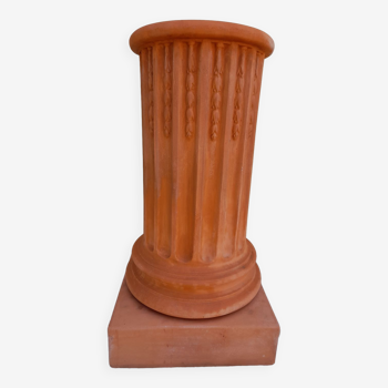 Antique fluted terracotta column or pedestal