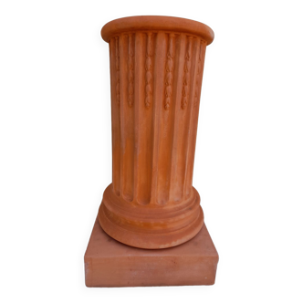 Antique fluted terracotta column or pedestal