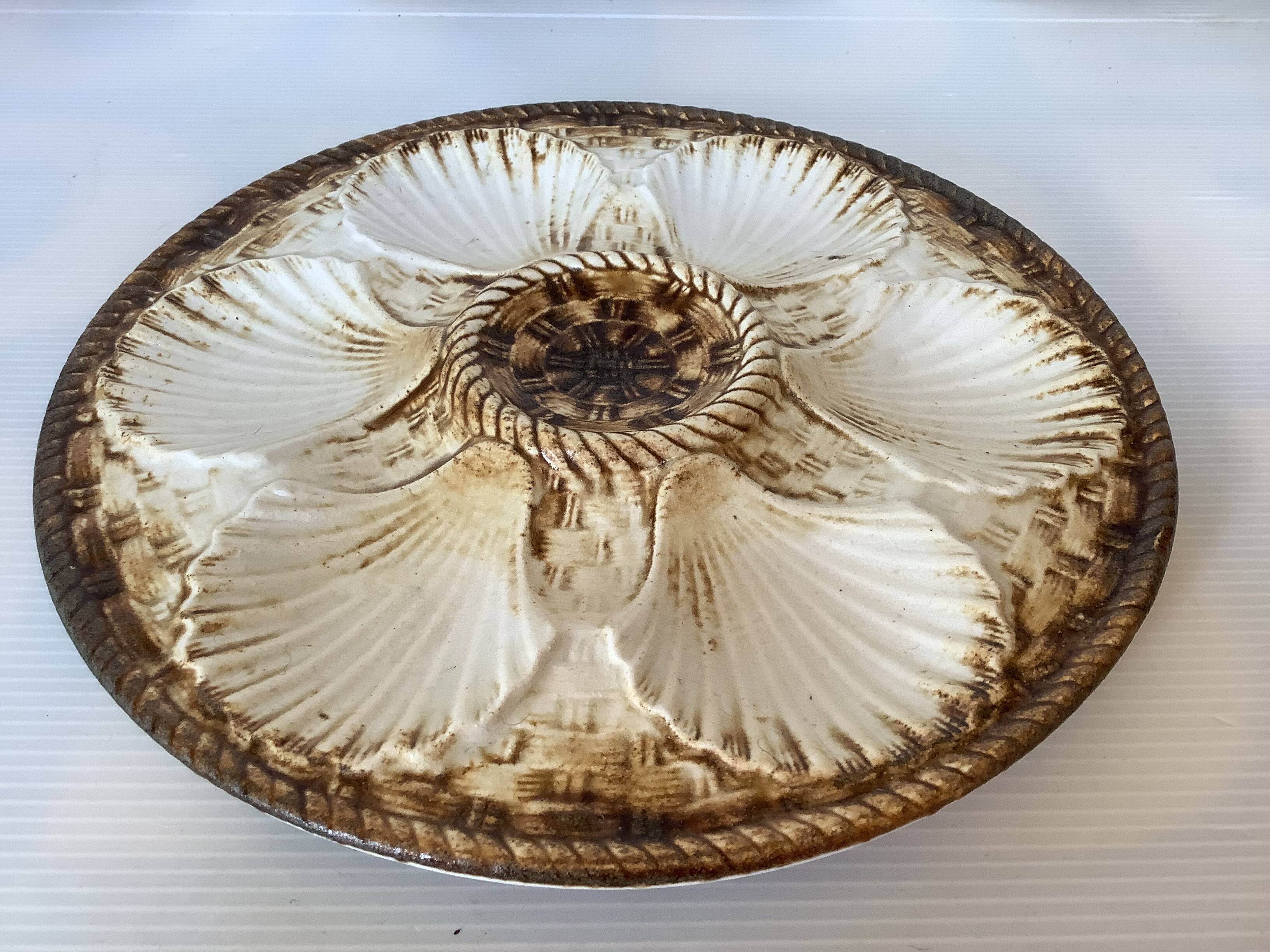 Six old Longchamps oyster plates