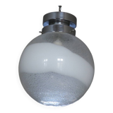 Murano Mazzega globe pendant light with a bold swirl, 1960s
