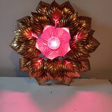 Vintage Gold Metal Wall or Ceiling Light "Sun"