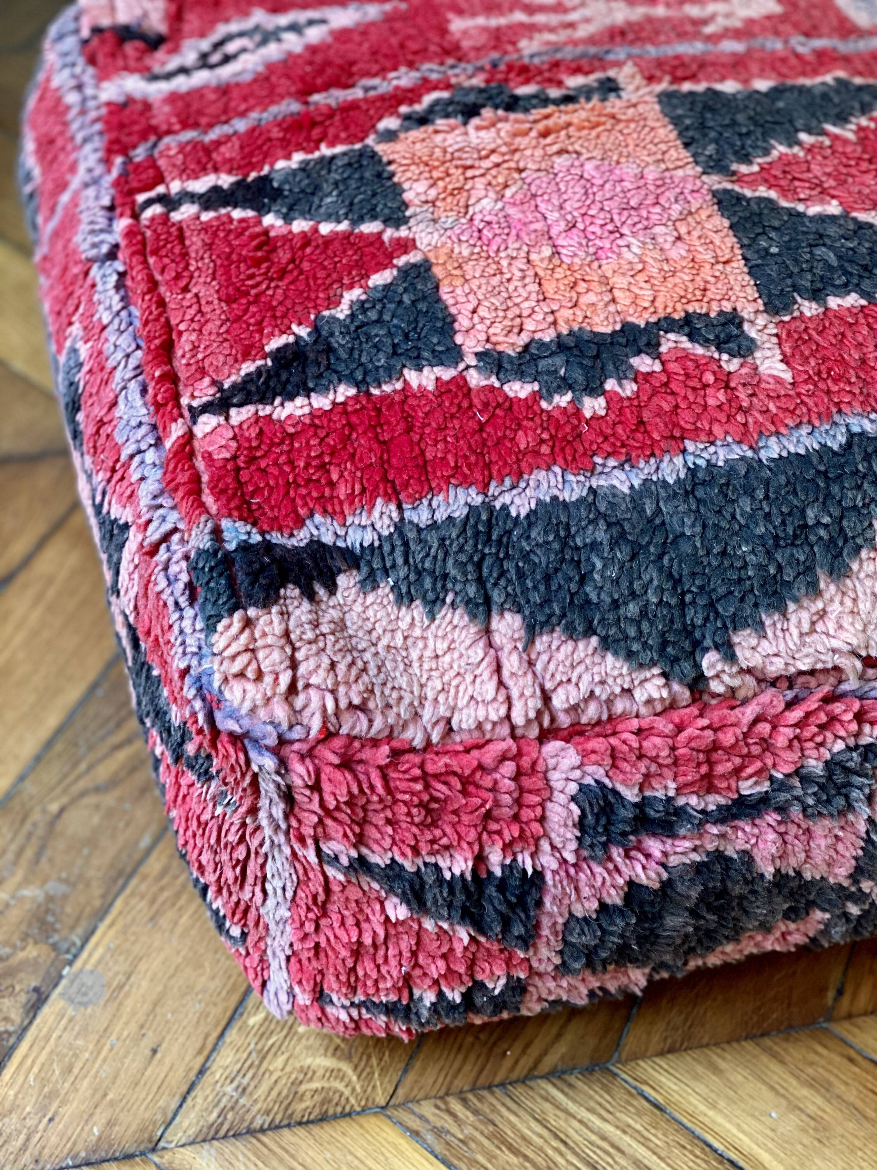 Pouf cushion of Moroccan Berber soil old vintage boujad