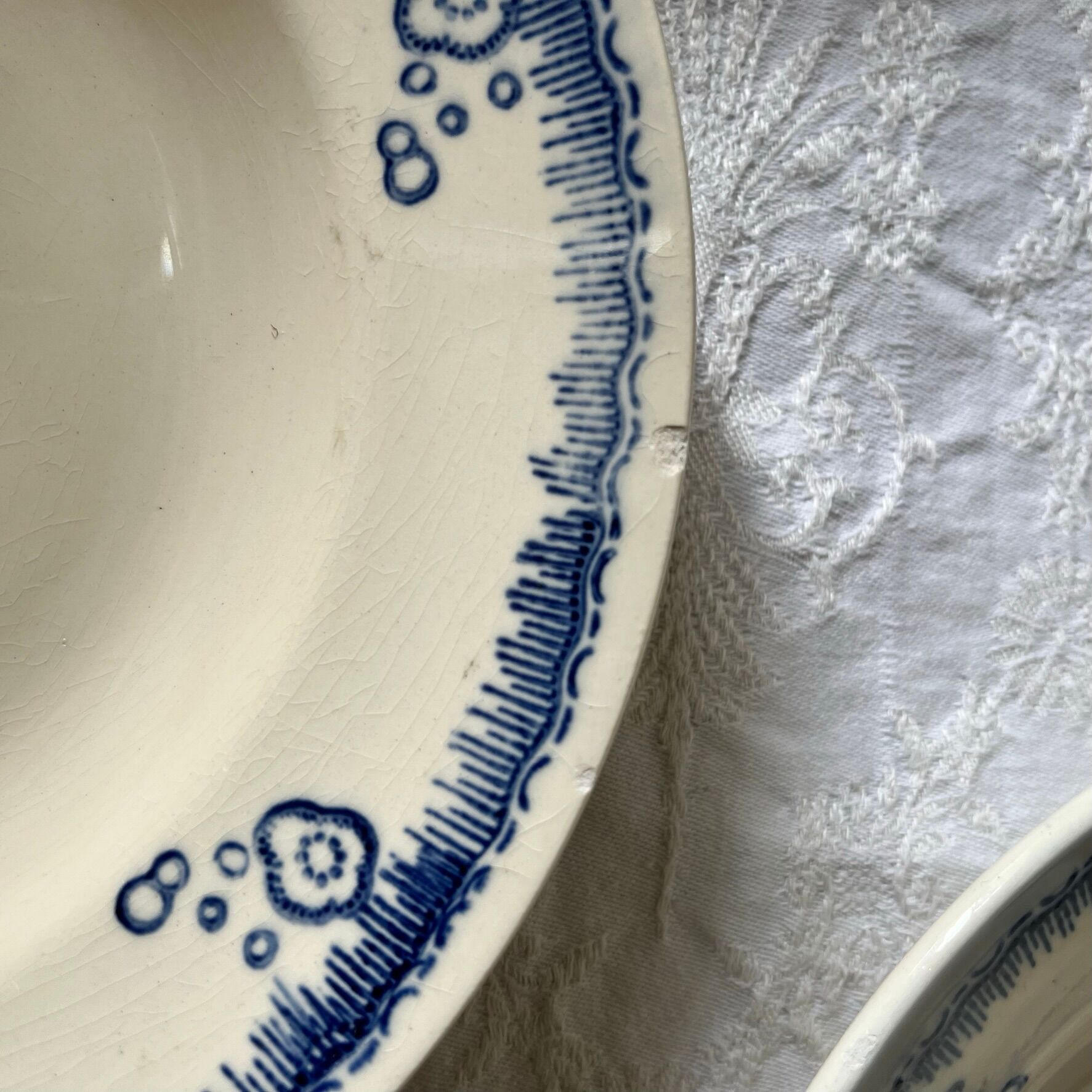 5 hollow plates in vintage Longwy earthenware - Tunis model