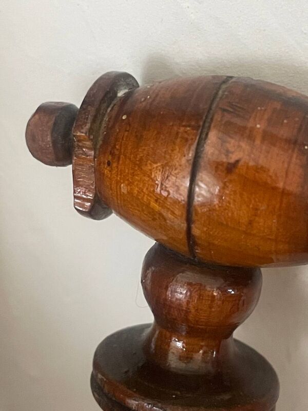 Porte-manteau 3 patères en bois tourné façon bambou, fin XIXème