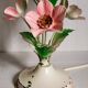 Bouquet lamp to table in vintage painted sheet vinyl lampshade