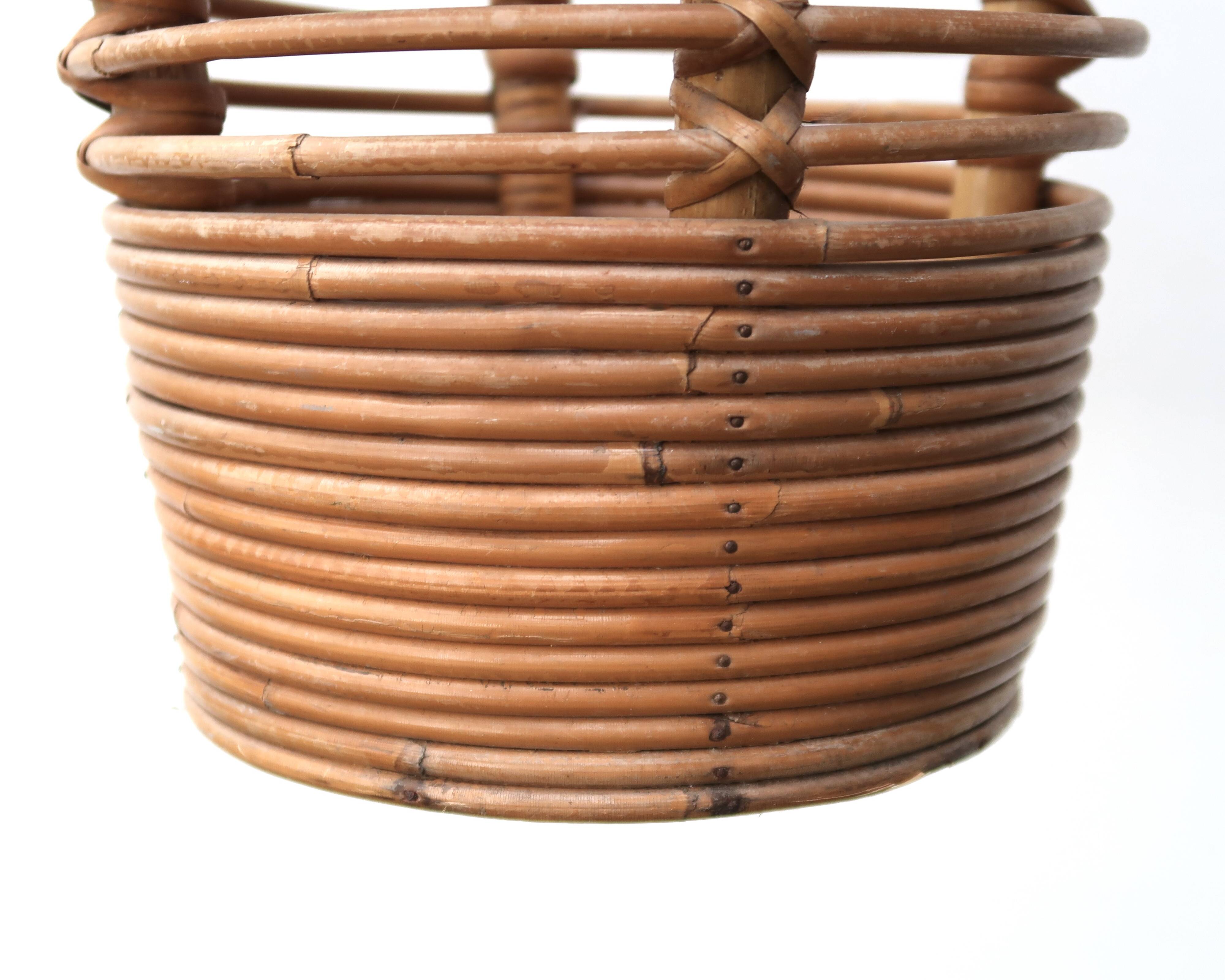 Umbrella stand with rattan and bamboo handles, 1970s