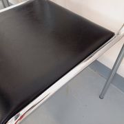 Set of 6 vintage Italian stackable chairs in chrome metal and skai.
