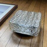 Square wall light, vintage ceiling light in transparent glass.