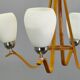 Pair of Czech Mid-Century Wood and Glass Chandeliers by Dřevo Humpolec