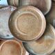 Lot de 9 assiettes plates en grès artisanal années 70