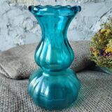 Vintage turquoise blue glass vase