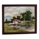 Antique oil painting, vintage bucolic countryside painting.