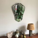 Old bevelled and engraved mirror   43x63cm