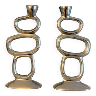 Set of 2 Circle candle holders by Matthew Hilton