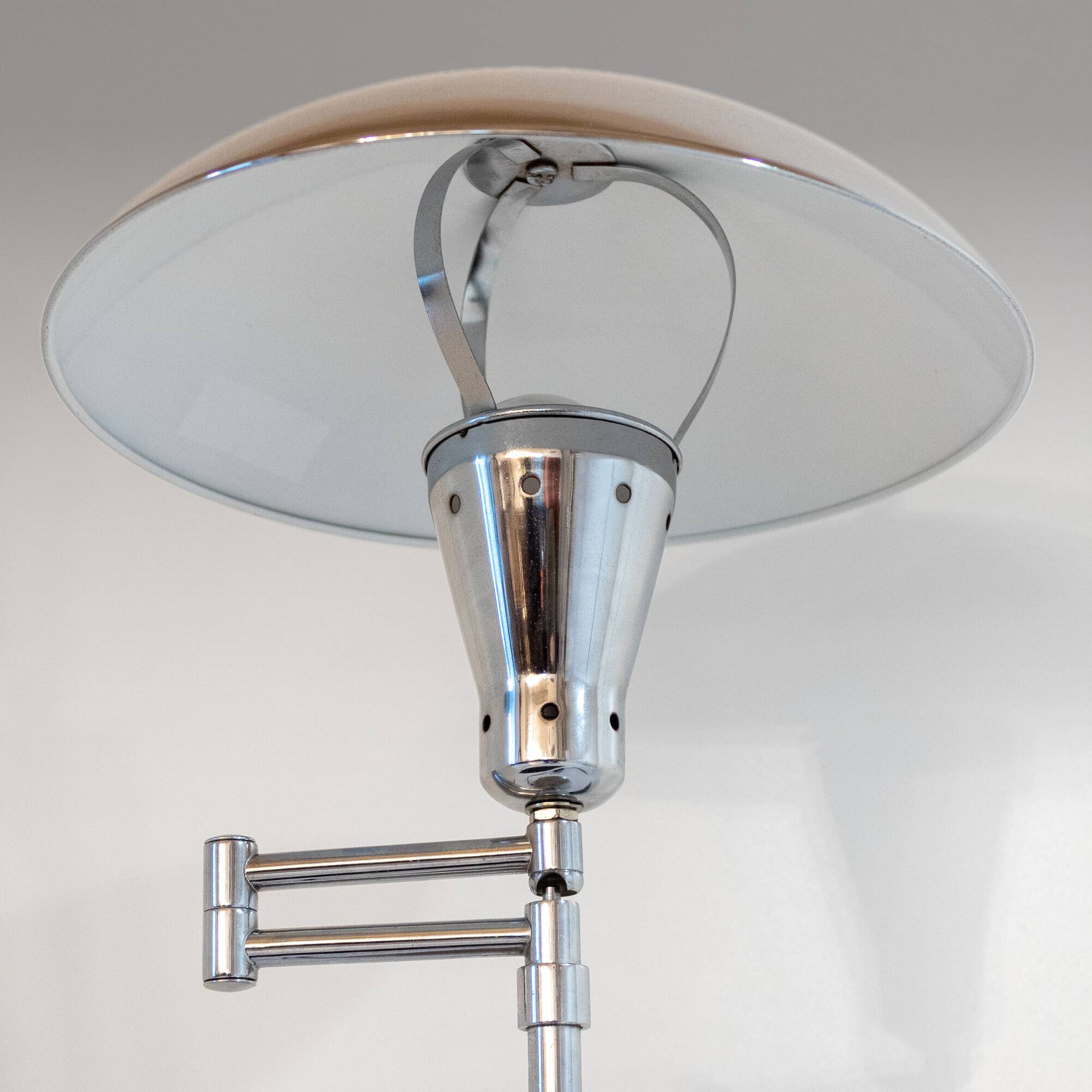Bauhaus Chromed Desk Lamp with Adjustable Lampshade, Italy 1950s