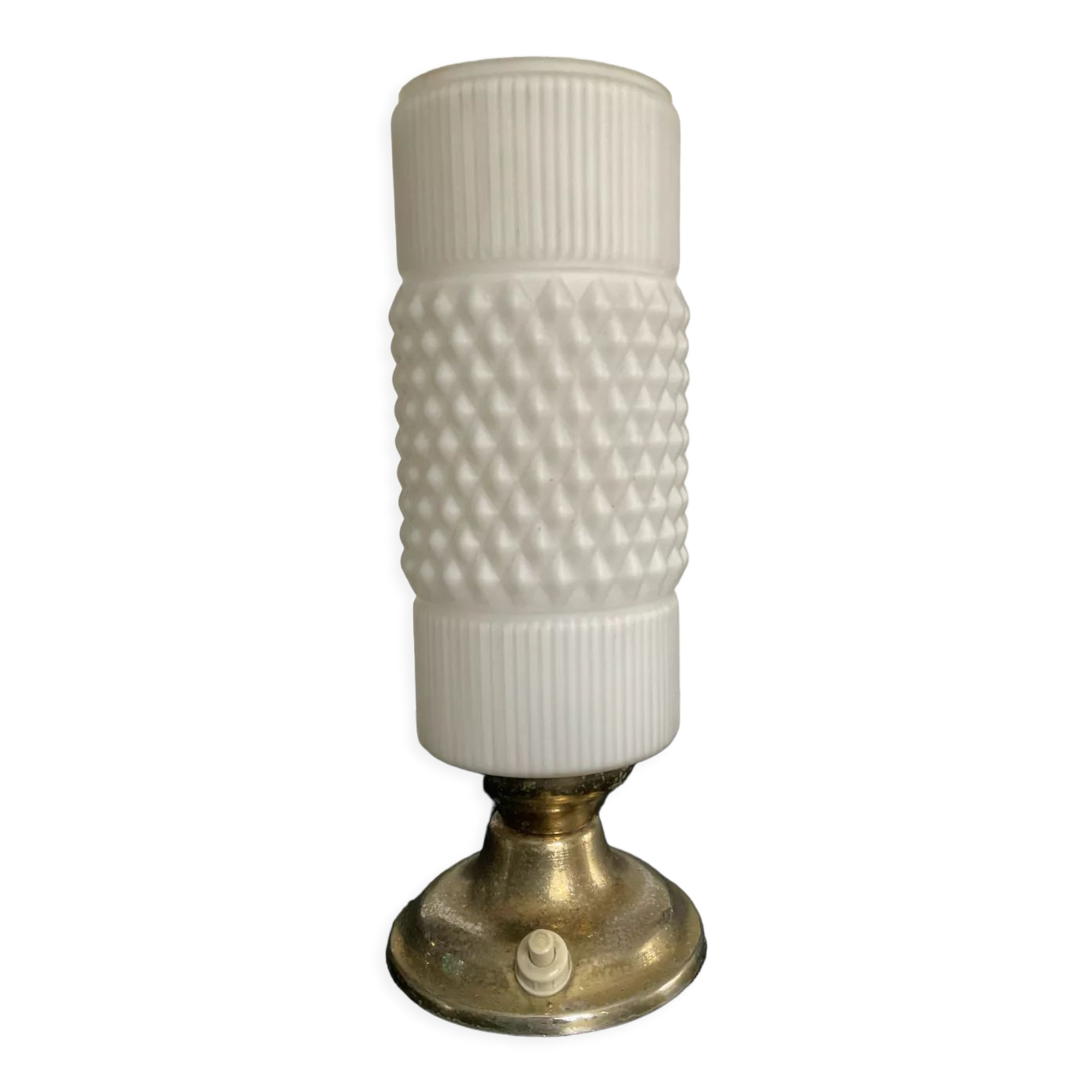 Vintage lamp in opaline and metal from the 50s