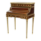 Louis XVI cylinder desk in mahogany and pink marble - circa 1860-1890