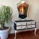 Black Paris Cream Mirror Chest of Drawers