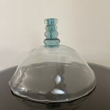 Cloche à plat en verre bleuté