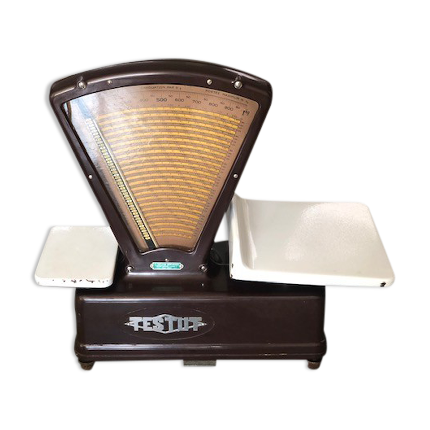 Vintage merchant's scale in bakelite burgundy