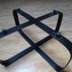Design round glass coffee table, crossed legs