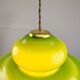 Lampe à Suspension Mid-Century en Verre Vert et Laiton, Italie