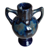 Vase en céramique bleue signé Lebret