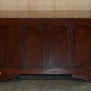 Commode vintage anglo-indienne en bois dur avec incrustations en laiton