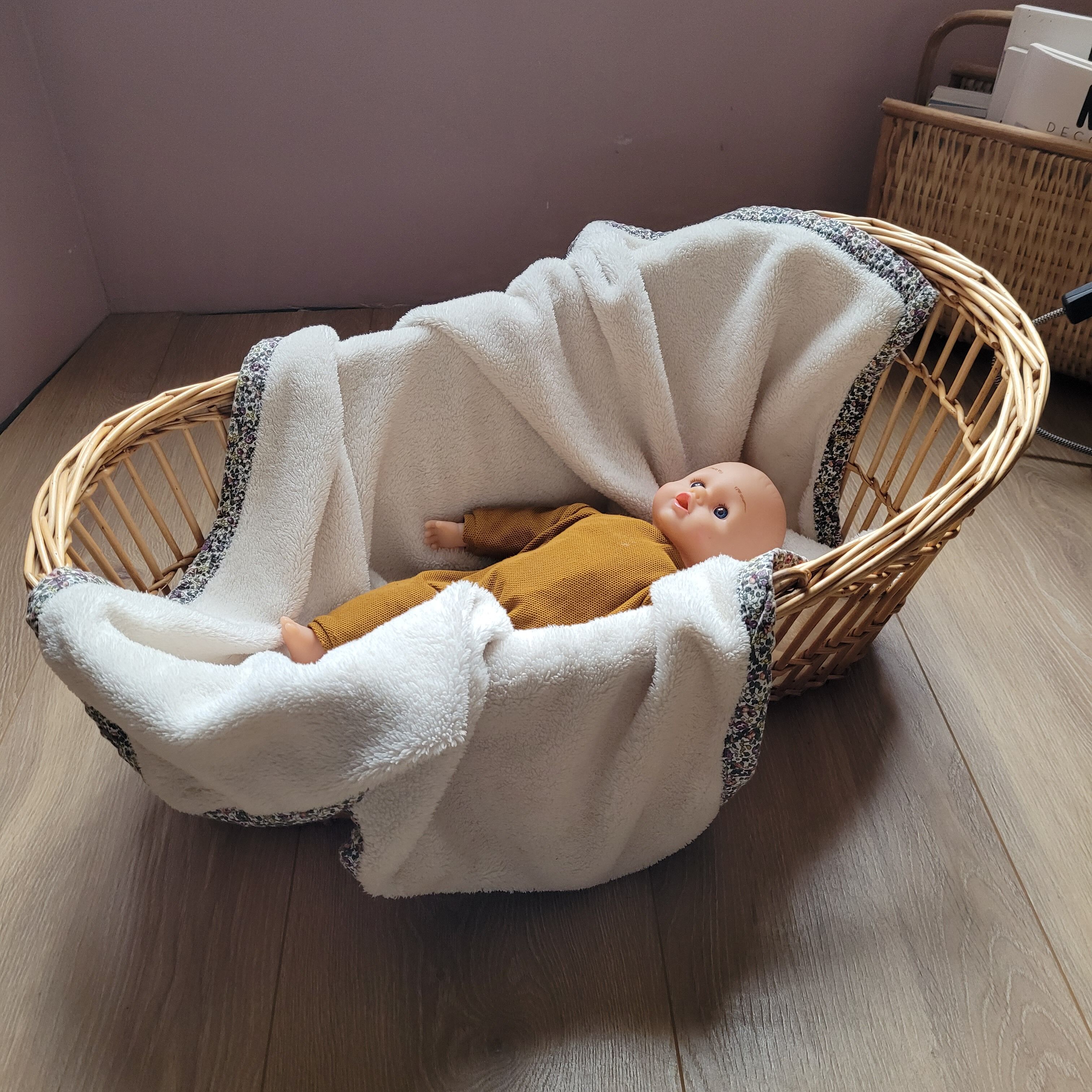 Rattan doll cradle
