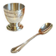 Vintage Silver-Plated Metal Egg Cup and Spoon for Birth