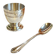 Vintage Silver-Plated Metal Egg Cup and Spoon for Birth