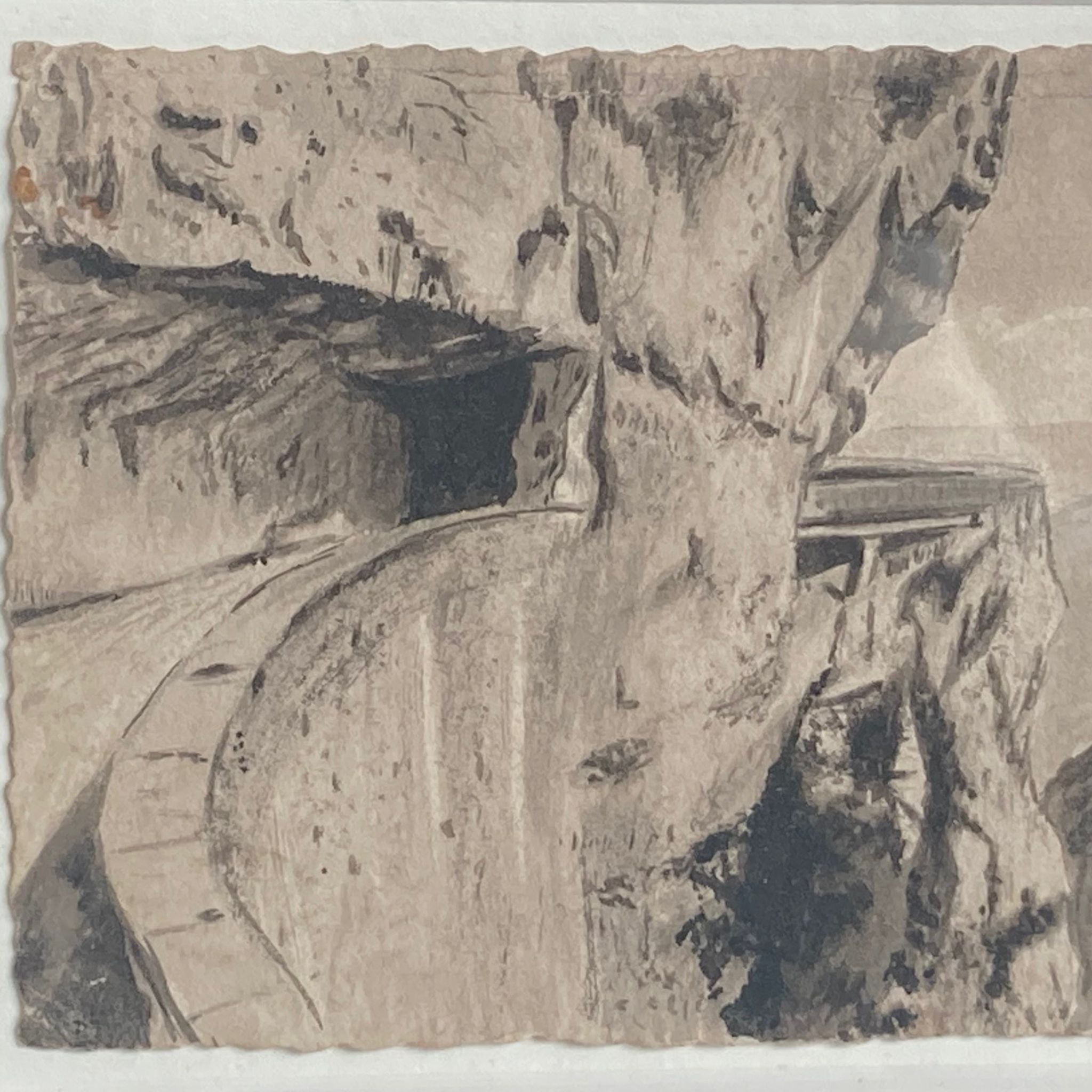 Watercolor road to Combe-laval framed