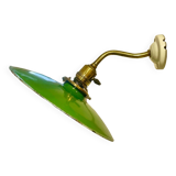 Swan neck wall light in brass and enamel