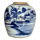 Vase céramique Chinoise XIXé s. blanc bleu pot oriental