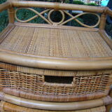 Old rattan wicker storage unit