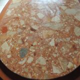 Coffee table ovalewood and marble pink salmon