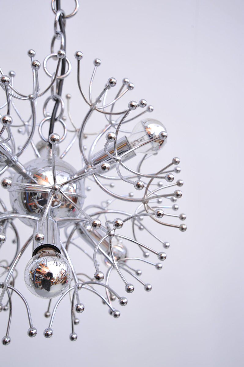Sputnik ceiling lamp in chrome by Angelo Gaetano Sciolari, 1970s